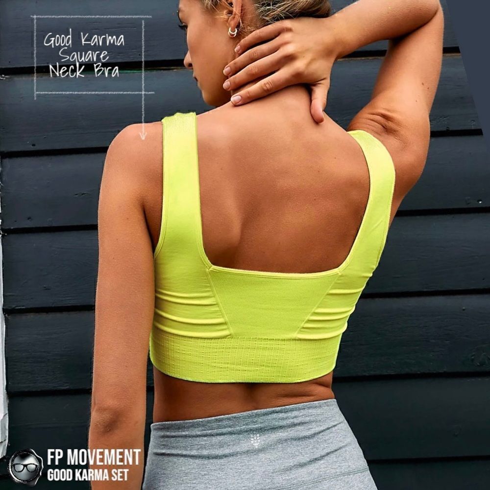 FP MOVEMENT GOOD KARMA SET: SQUARE NECK BRA + RUNNING SHORTS + LEGGINGS NEON NEW - Picture 6 of 16
